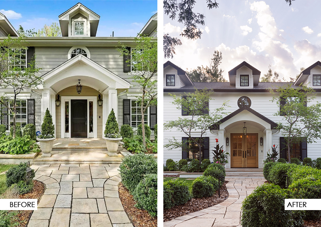 Greenwood Village home exterior before and after the whole home revival