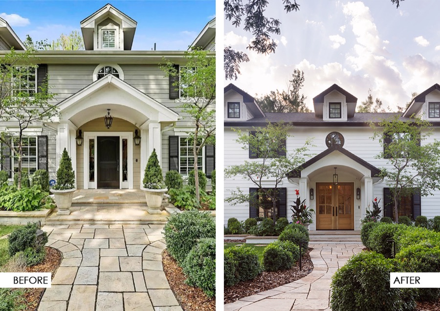Greenwood Village home exterior before and after the whole home revival