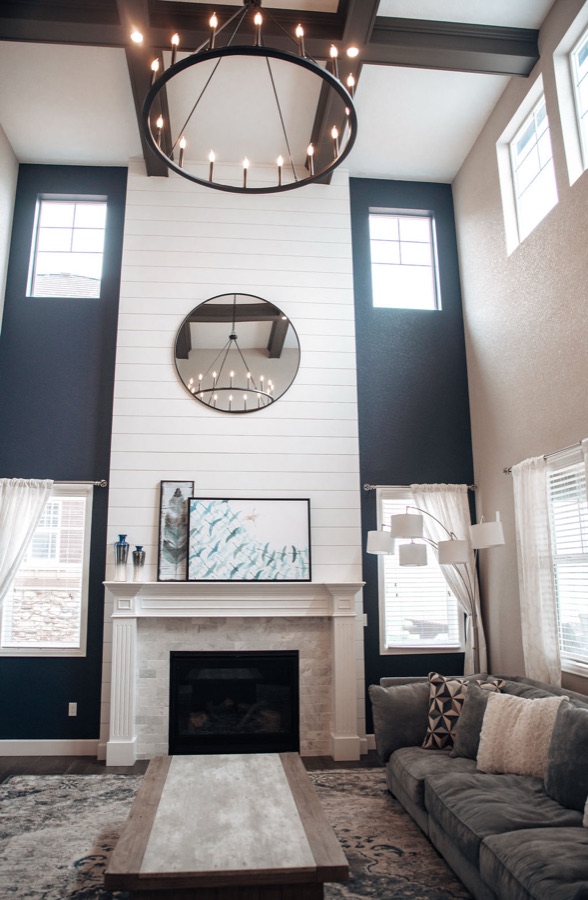 Fireplace wall and entertainment center working together — Blackstone family room renovation in Aurora, Colorado